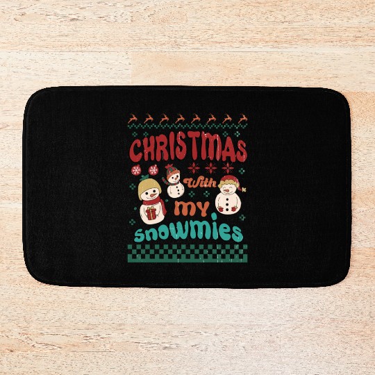 Xmas Christmas With My Snowmies Snowman Deer Bath Mats