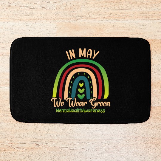 In May We Wear Green Mental Health Bath Mats