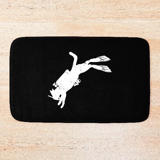 Diving Cat Scuba Diver Cat Lover Bath Mats