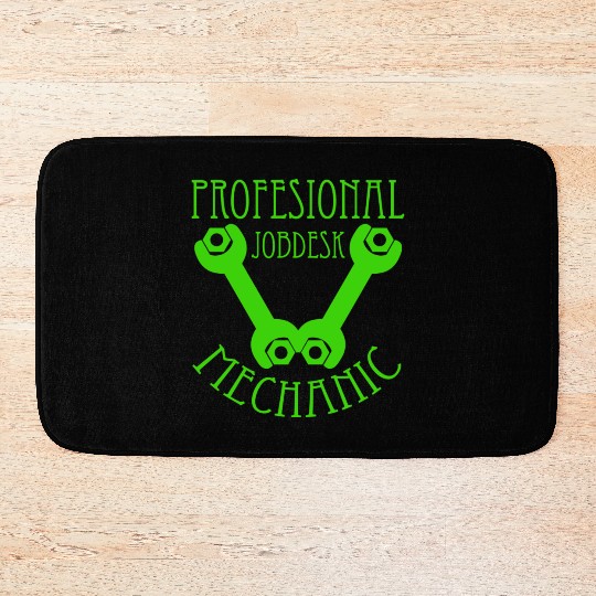 Profesional Jobdesk Mechanic Design Green Bath Mats