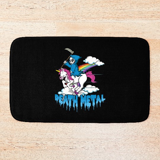 Grim Unicorn Rainbow Metal Music Lover Guitarist Bath Mats