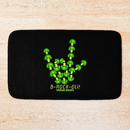 Vegan Rocks, Sign Of Horns With Broccoli, Bath Mats
