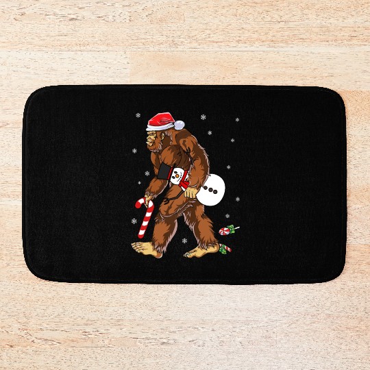 Bigfoot Christmas Funny Winter Boys Men Sasquatch Bath Mats