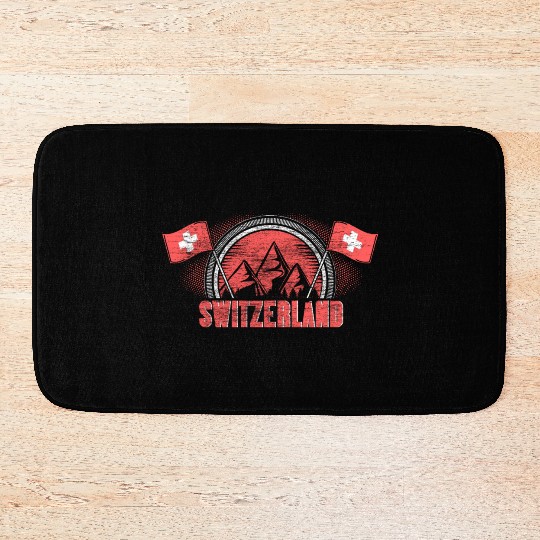 Switzerland Matterhorn Flag Gift Idea Bath Mats