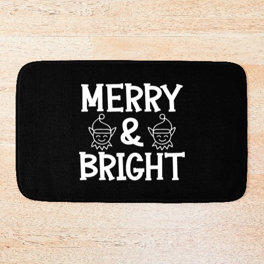 Merry and bright Christmas holiday festive seasons Bath Mats