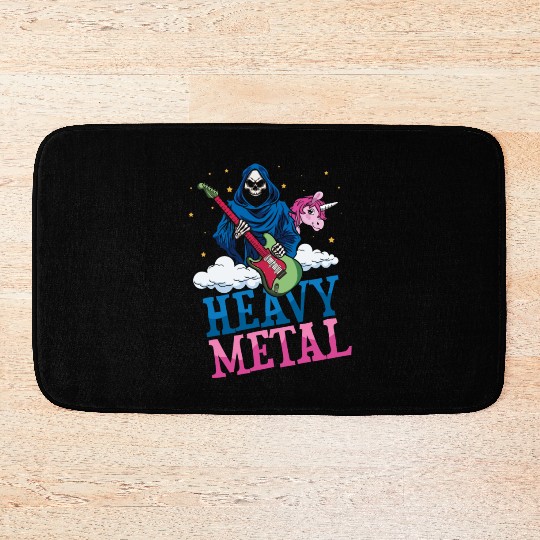 Grim Bone Unicorn Rainbow Metal Music Heavy Rock Bath Mats