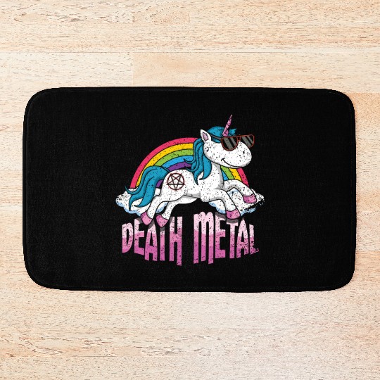 Rainbow Unicorn Love Metal Music Heavy Rocker Bath Mats
