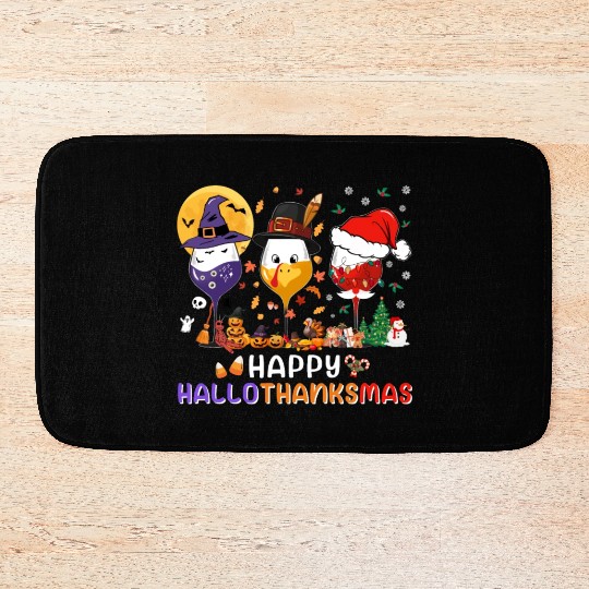 Hallothanksmas Halloween Thanksgiving Christmas Bath Mats