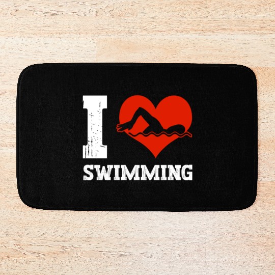 I Love Swimming Swimmer Swim Bath Mats