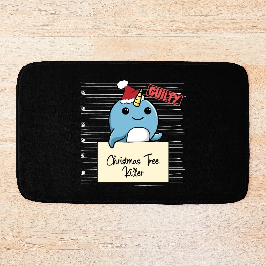 Narwhal christmas funny prison Bath Mats
