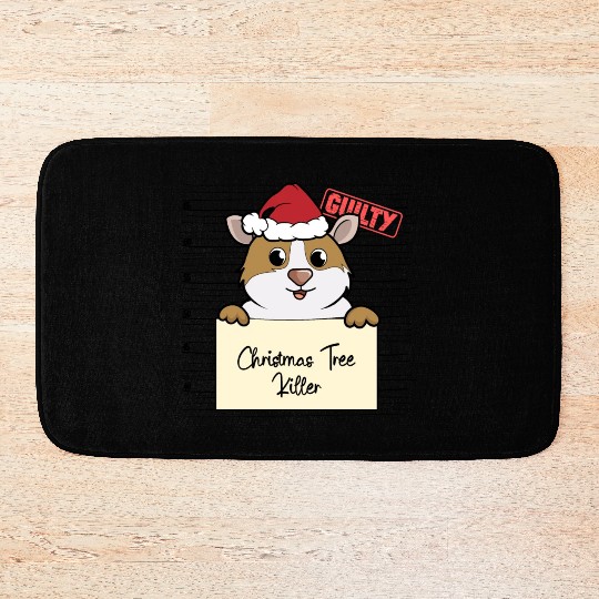Guinea pig christmas funny prison Bath Mats