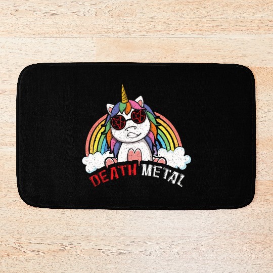 Satan Rainbow Unicorn Love Metal Music Heavy Rock Bath Mats
