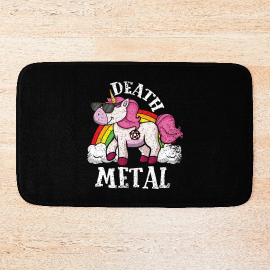 Rainbow Unicorn Rocker Love Metal Music Heavy Rock Bath Mats