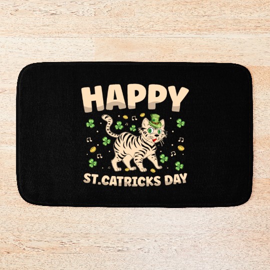 Happy St. Catricks Day Cat Lover St. Patricks Day Bath Mats