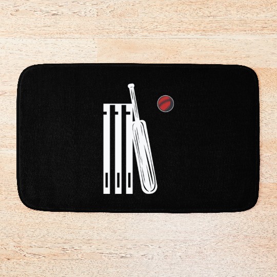 Cricket Wicket Bat and Ball Bath Mats