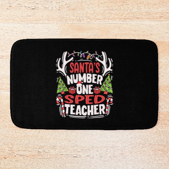 Santas Number One SPED Teacher Special Education Bath Mats