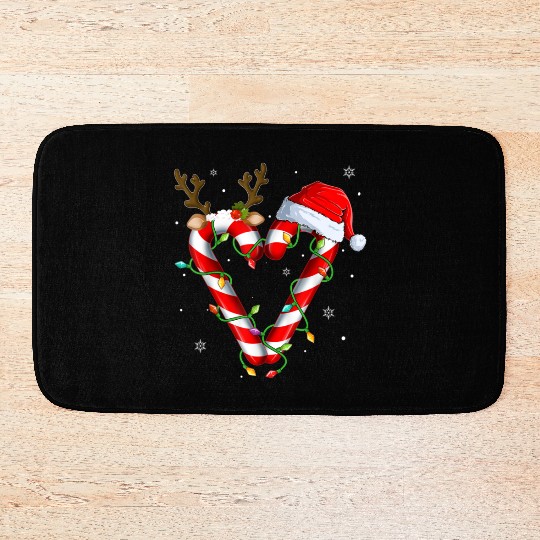 Candy Cane Crew Santa Christmas Lights Xmas Kids Bath Mats