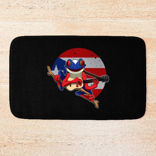 Guitar Playing Coqui Frog Puerto Rico Animal Bath Mats