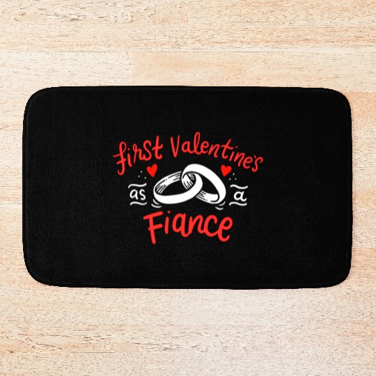 first valentines as fiance hearts day engagement Bath Mats