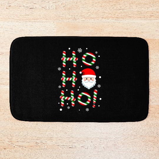 Ho Ho Ho Santa Claus Candy Cane Christmas, Xmas Bath Mats