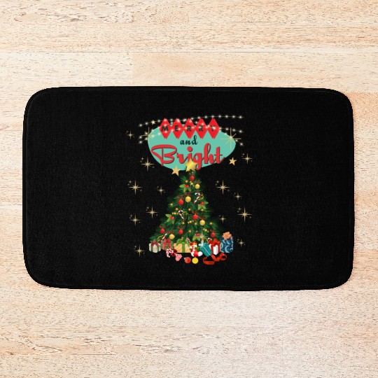 Merry and Bright Retro Christmas Bath Mats