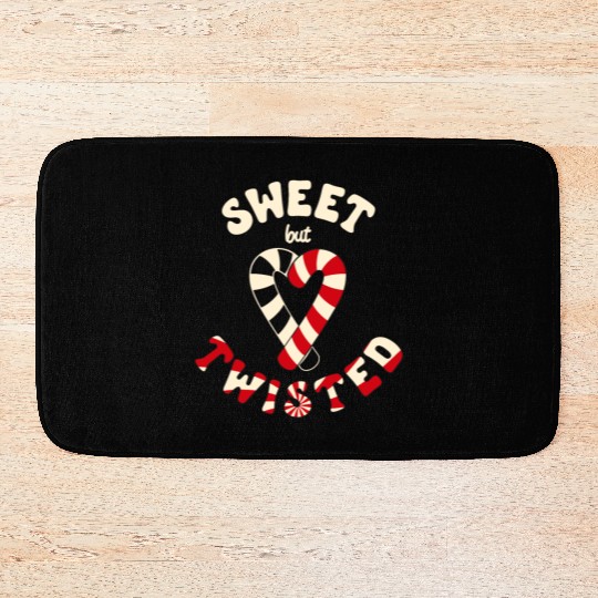 Sweet but twisted candy canes pun Bath Mats