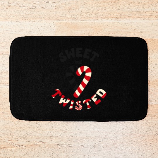 Sweet but twisted candy canes pun Bath Mats