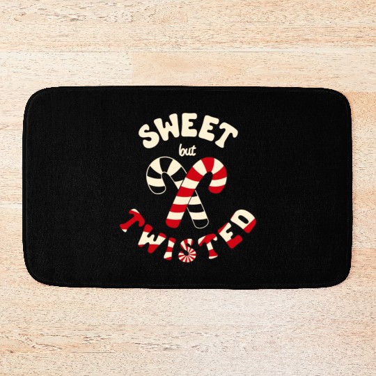 Sweet but twisted candy canes pun Bath Mats