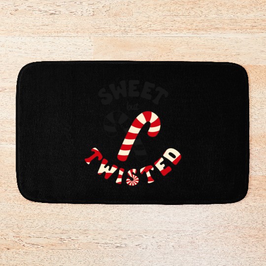 Sweet but twisted candy canes pun Bath Mats