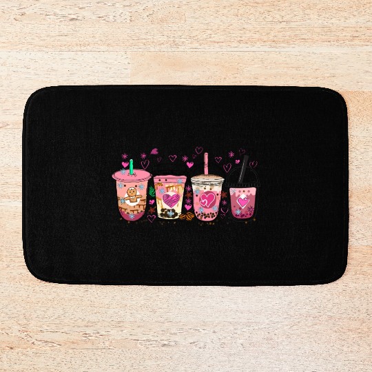Valentine latte coffee lover, Valentine coffee Bath Mats