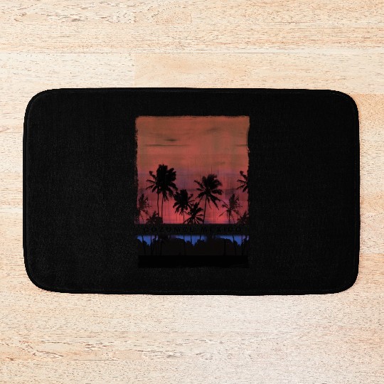 Cozumel Mexico Vacation Souvenir Beach Palm Tree Bath Mats