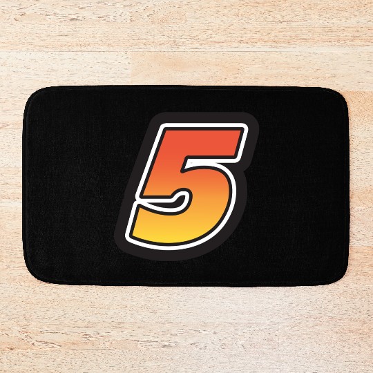 Number Five 5 Gradient Yellow Orange 3 Stroke Bath Mats