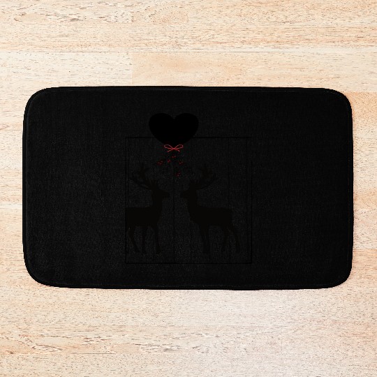 Reindeer love under a mistletoe Bath Mats