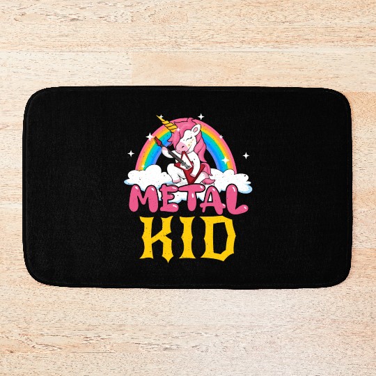 Guitar Unicorn Rainbow Metal Music Heavy Rock Bath Mats