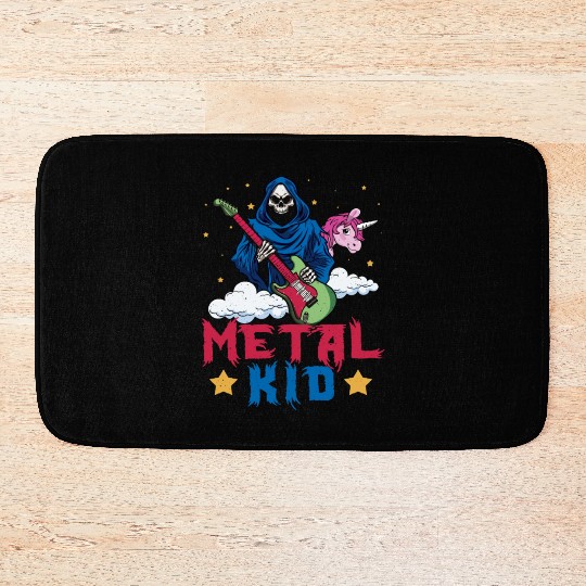 Grim Bone Unicorn Rainbow Metal Rock Metal Kid Bath Mats