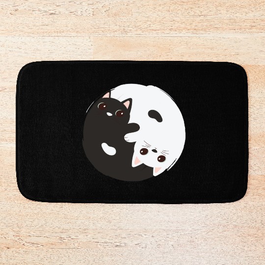 ying yang cat Bath Mats