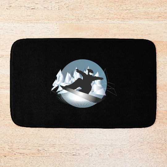 Snowboarding in the mountains for snowboarders Bath Mats