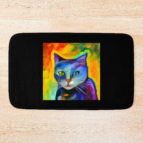 Fantasy portrait of a cat Bath Mats