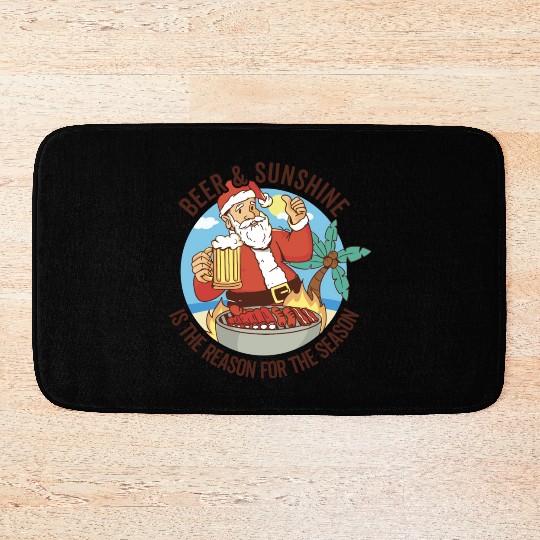 Summer Santa BBQ - Christmas In July Bath Mats