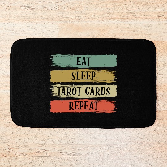 Eat Sleep Retro Vintage Tarot Cards Cartomancy Bath Mats