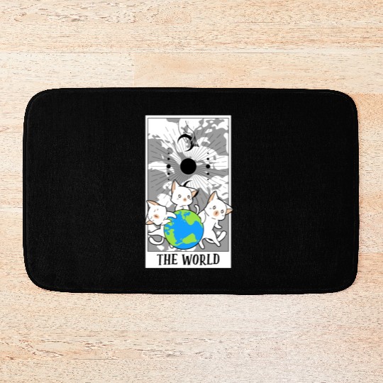 The World Tarot Card Funny Cat Tarot Card A Tarot Bath Mats