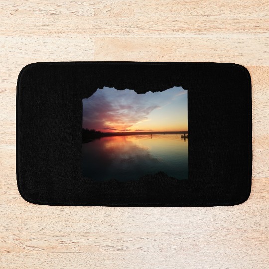 Beautiful photography of ocean waves and sunset Bath Mats