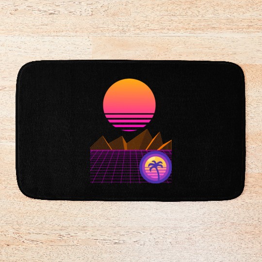 Synthwave Mountain Bath Mats