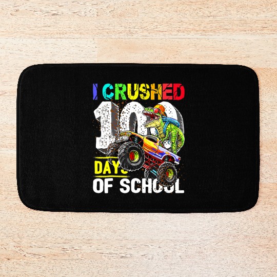 I Crushed 100 Days Of School Dinosaur Monster Bath Mats