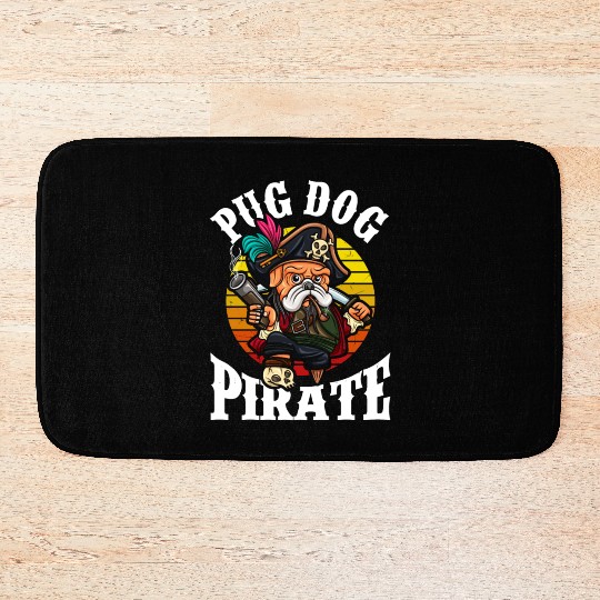 Pug Pirate Dog Bath Mats