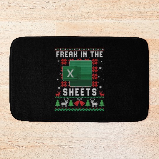 Freak In The Sheets Excel Ugly Christmas Sweater Bath Mats