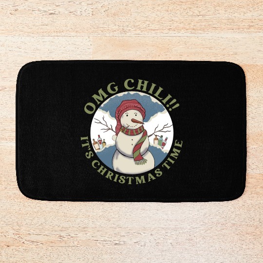 Omg Chili!! It's Christmas Time Apparel Bath Mats
