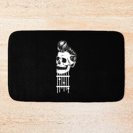 Rock N Roll Skeleton Head -Sweet Rock On Guitar Bath Mats