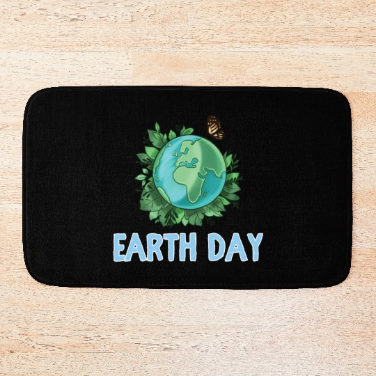 Earth Day Gift Globe Plants Butterfly Save the Bath Mats