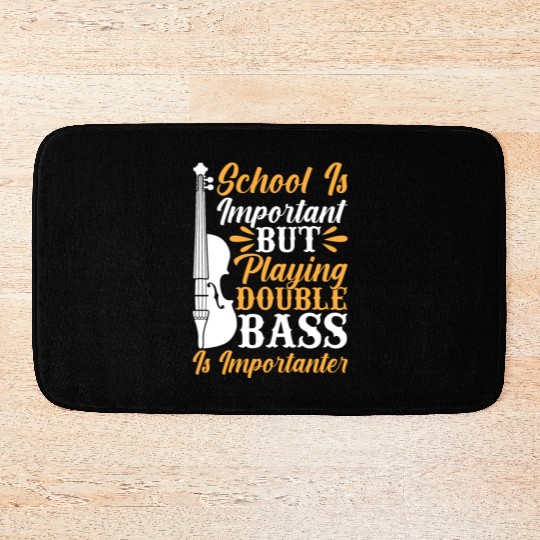 Back To School Playing Double Bass Contrabassist P Bath Mats